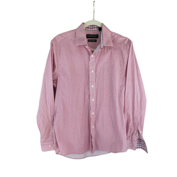 Nick Graham Mens Stretch Modern Fit Pink White Long Sleeve Button-Up Shirt Sz M - Picture 5 of 12
